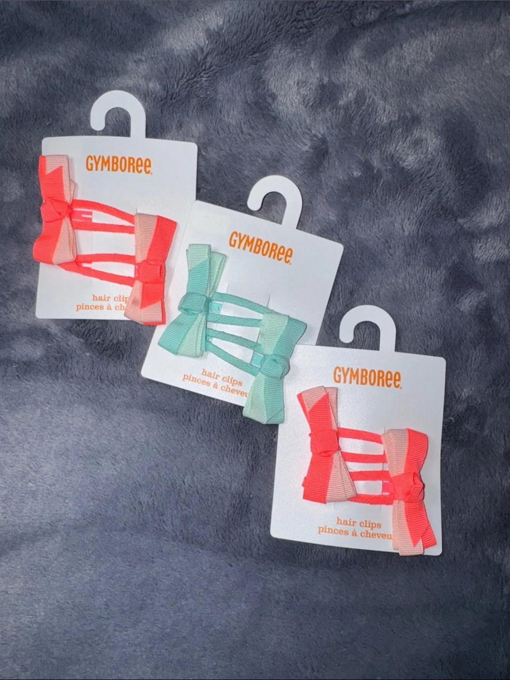 Gymboree Coral and Mint Bow Hair Clips Set
